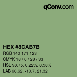 Color code: HEX #8CAB7B | qconv.com