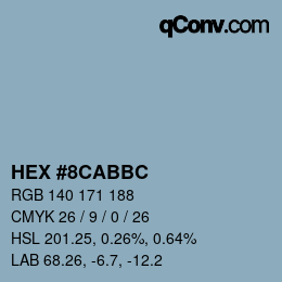 カラーコード: HEX #8CABBC | qconv.com
