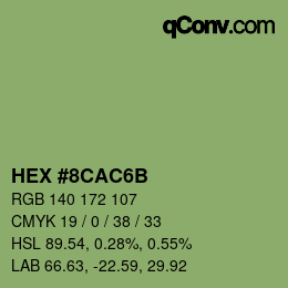 Color code: HEX #8CAC6B | qconv.com