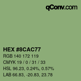 Farbcode: HEX #8CAC77 | qconv.com