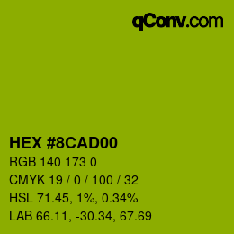 Color code: HEX #8CAD00 | qconv.com