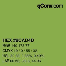 Color code: HEX #8CAD4D | qconv.com