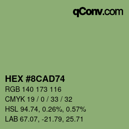 Farbcode: HEX #8CAD74 | qconv.com
