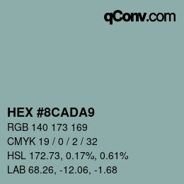 Color code: HEX #8CADA9 | qconv.com