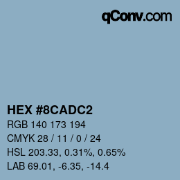 颜色代码: HEX #8CADC2 | qconv.com