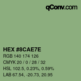 Color code: HEX #8CAE7E | qconv.com