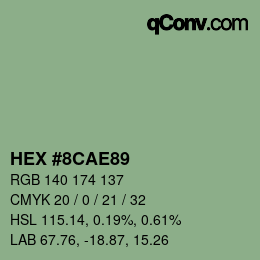颜色代码: HEX #8CAE89 | qconv.com