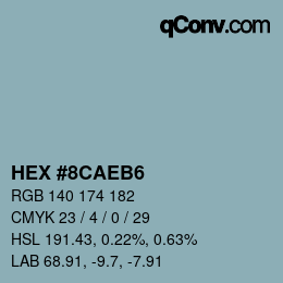 Color code: HEX #8CAEB6 | qconv.com