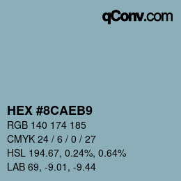Farbcode: HEX #8CAEB9 | qconv.com