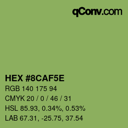 Color code: HEX #8CAF5E | qconv.com