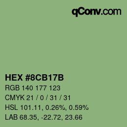 Color code: HEX #8CB17B | qconv.com