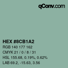 Código de color: HEX #8CB1A2 | qconv.com