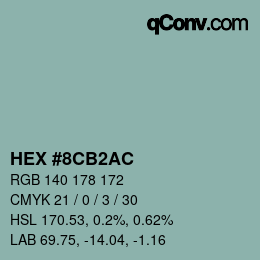 Color code: HEX #8CB2AC | qconv.com