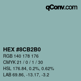 Color code: HEX #8CB2B0 | qconv.com