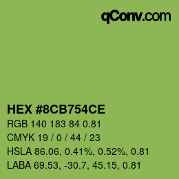 Color code: HEX #8CB754CE | qconv.com