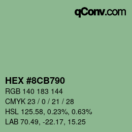 カラーコード: HEX #8CB790 | qconv.com