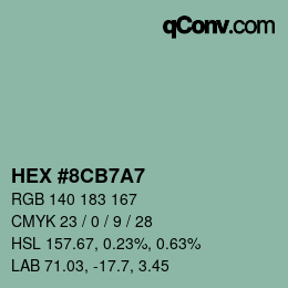 Farbcode: HEX #8CB7A7 | qconv.com
