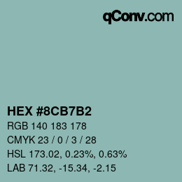 Farbcode: HEX #8CB7B2 | qconv.com