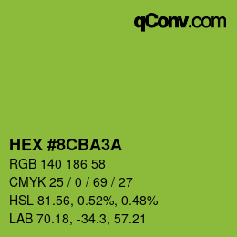 Color code: HEX #8CBA3A | qconv.com