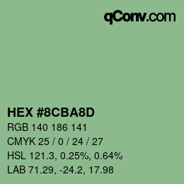 Color code: HEX #8CBA8D | qconv.com