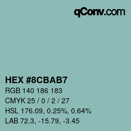 カラーコード: HEX #8CBAB7 | qconv.com