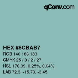 Farbcode: HEX #8CBAB7 | qconv.com