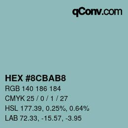 Color code: HEX #8CBAB8 | qconv.com