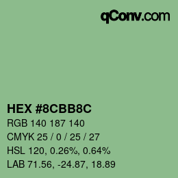 Color code: HEX #8CBB8C | qconv.com