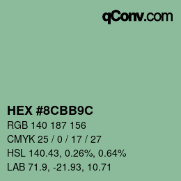 Color code: HEX #8CBB9C | qconv.com