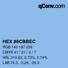 Color code: HEX #8CBBEC | qconv.com
