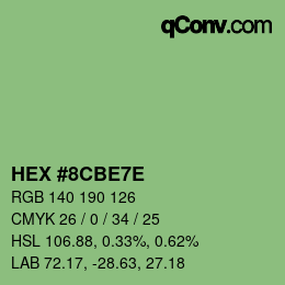 Code couleur: HEX #8CBE7E | qconv.com