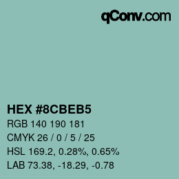 Color code: HEX #8CBEB5 | qconv.com