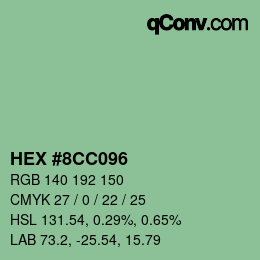 Farbcode: HEX #8CC096 | qconv.com