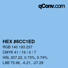 カラーコード: HEX #8CC1ED | qconv.com