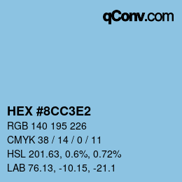 カラーコード: HEX #8CC3E2 | qconv.com