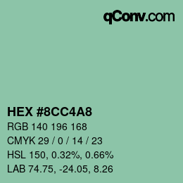 カラーコード: HEX #8CC4A8 | qconv.com