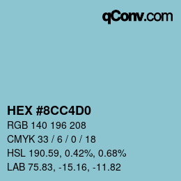 カラーコード: HEX #8CC4D0 | qconv.com