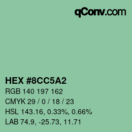 カラーコード: HEX #8CC5A2 | qconv.com