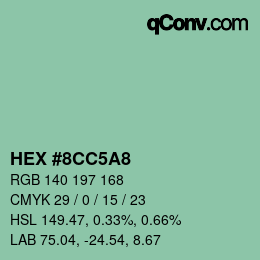 颜色代码: HEX #8CC5A8 | qconv.com