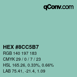 颜色代码: HEX #8CC5B7 | qconv.com