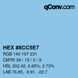 カラーコード: HEX #8CC5E7 | qconv.com