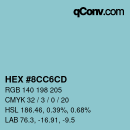 Color code: HEX #8CC6CD | qconv.com