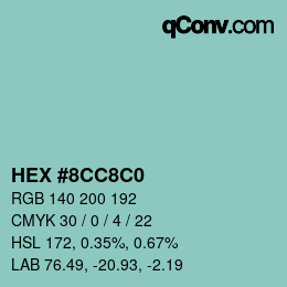 Color code: HEX #8CC8C0 | qconv.com