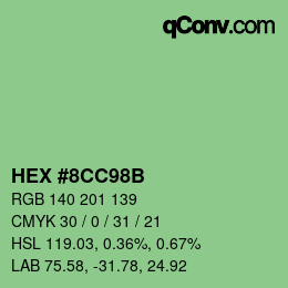 Farbcode: HEX #8CC98B | qconv.com