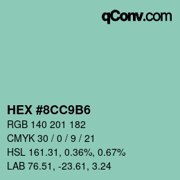 颜色代码: HEX #8CC9B6 | qconv.com