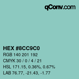 Color code: HEX #8CC9C0 | qconv.com