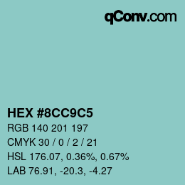 Color code: HEX #8CC9C5 | qconv.com