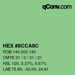 Color code: HEX #8CCA8C | qconv.com