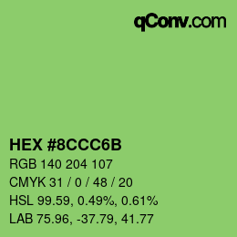 カラーコード: HEX #8CCC6B | qconv.com