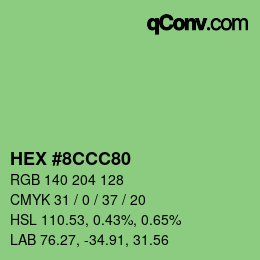 カラーコード: HEX #8CCC80 | qconv.com
